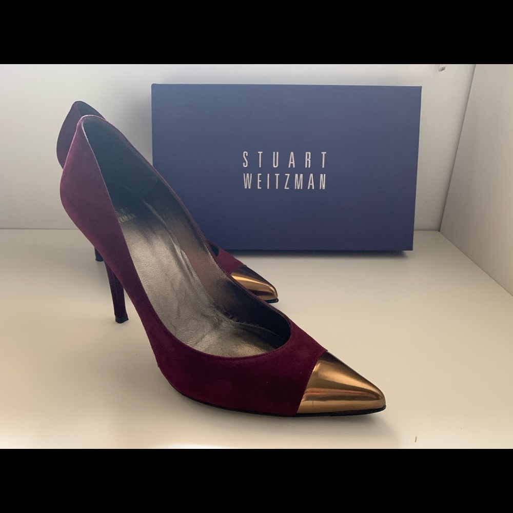 Stuart Weizman wine colored pumps with toe cap